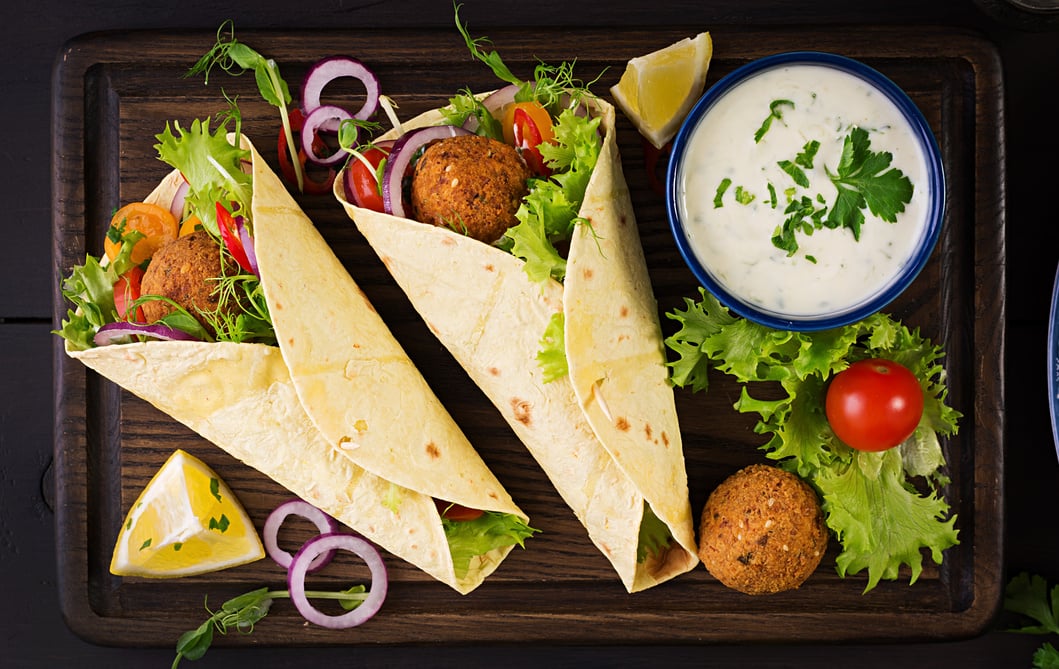 Tortilla Wrap with Falafel and Fresh Salad 